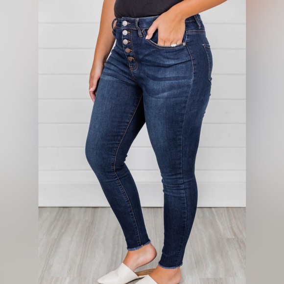 Pink Lily Jeans Pink Lily Nature Denim The Chelsie Dark Wash Hi